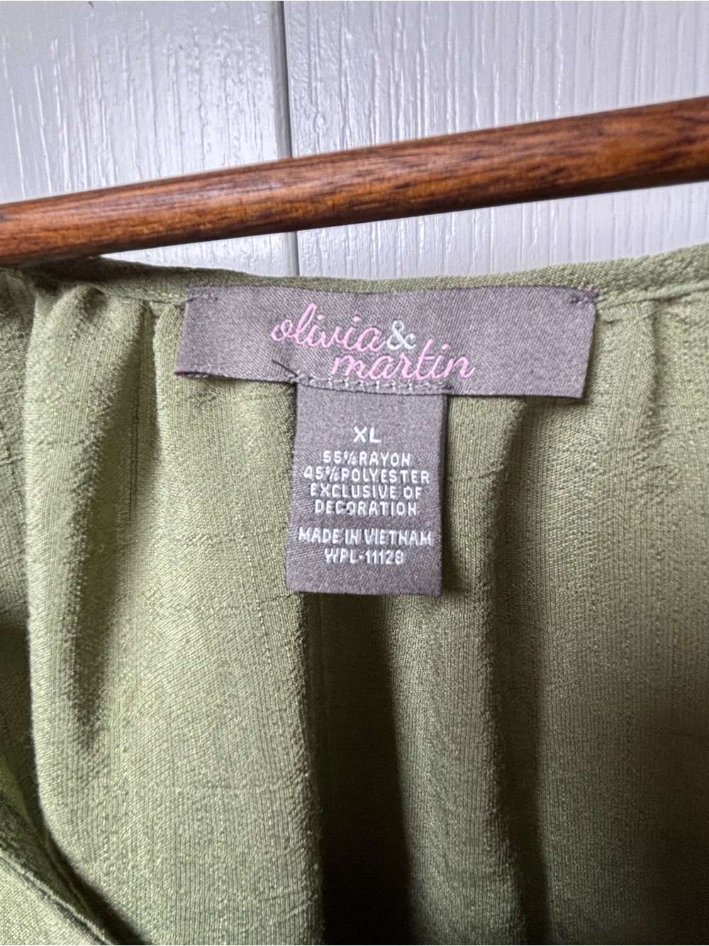 Olivia & Martin XL Olive Green Embroidered Peasant Boho Blouse Floral Sleeve Top - Picture 5 of 8